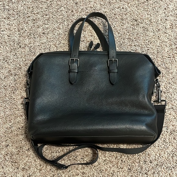 Coach Mens Black Leather Messenger/Laptop Bag - Picture 3 of 16